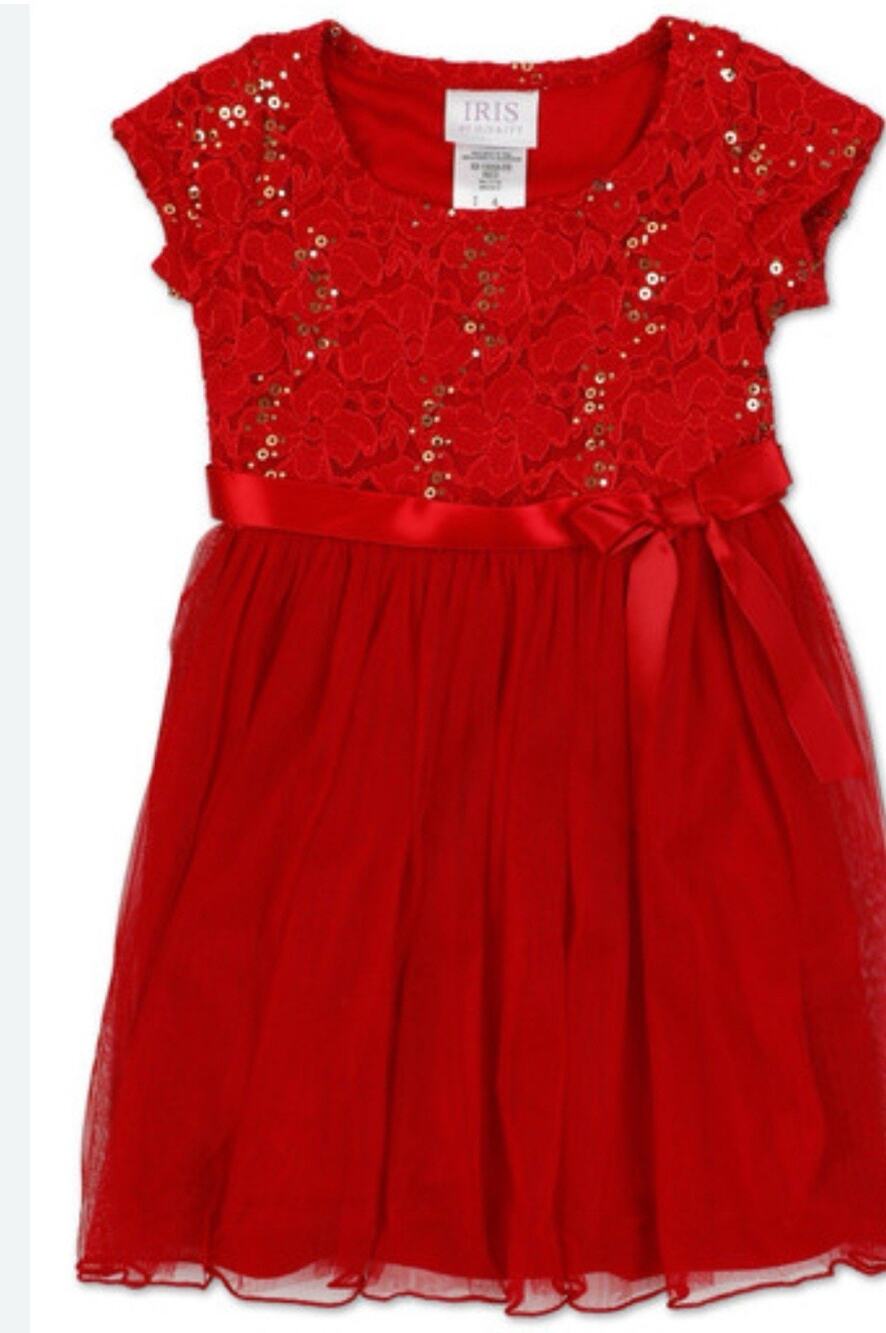 IRIS by Iris & Ivy Girls Sequin Red Holiday Dress 2T